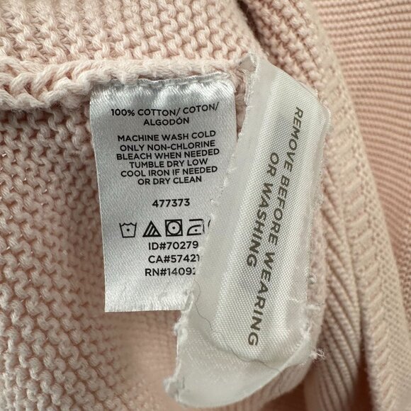 Loft XL Women's Knit Sweater 100% Cotton Pale Pink Pullover Relaxed Cotton Crew - Picture 6 of 6